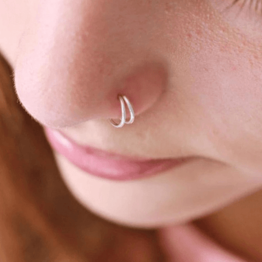 925 Sterling Silver Double Circle Nose Ring - Unore Jewelry