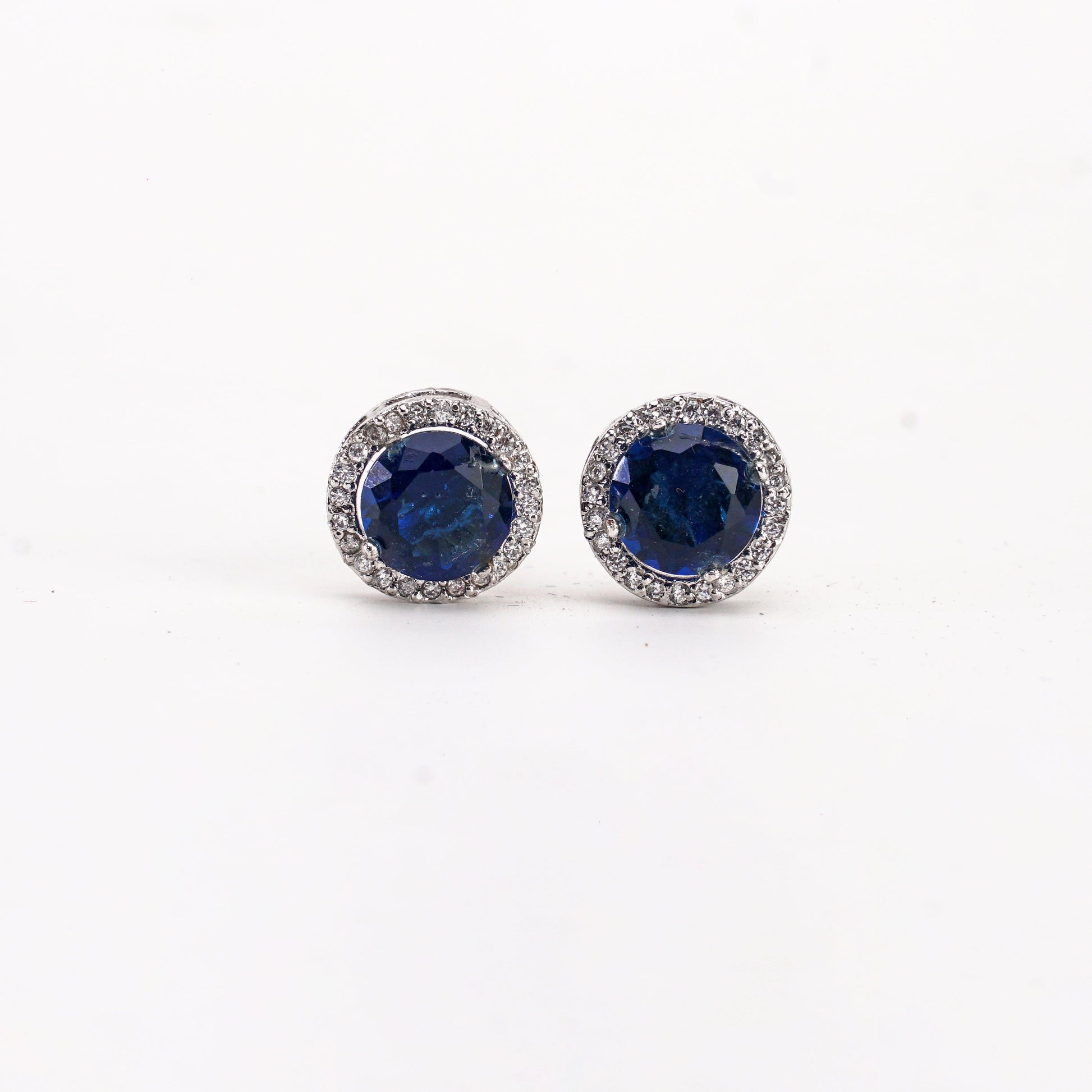 100% Real Silver/Chandi Blue Ice Crystal Earrings - Unore Jewelry