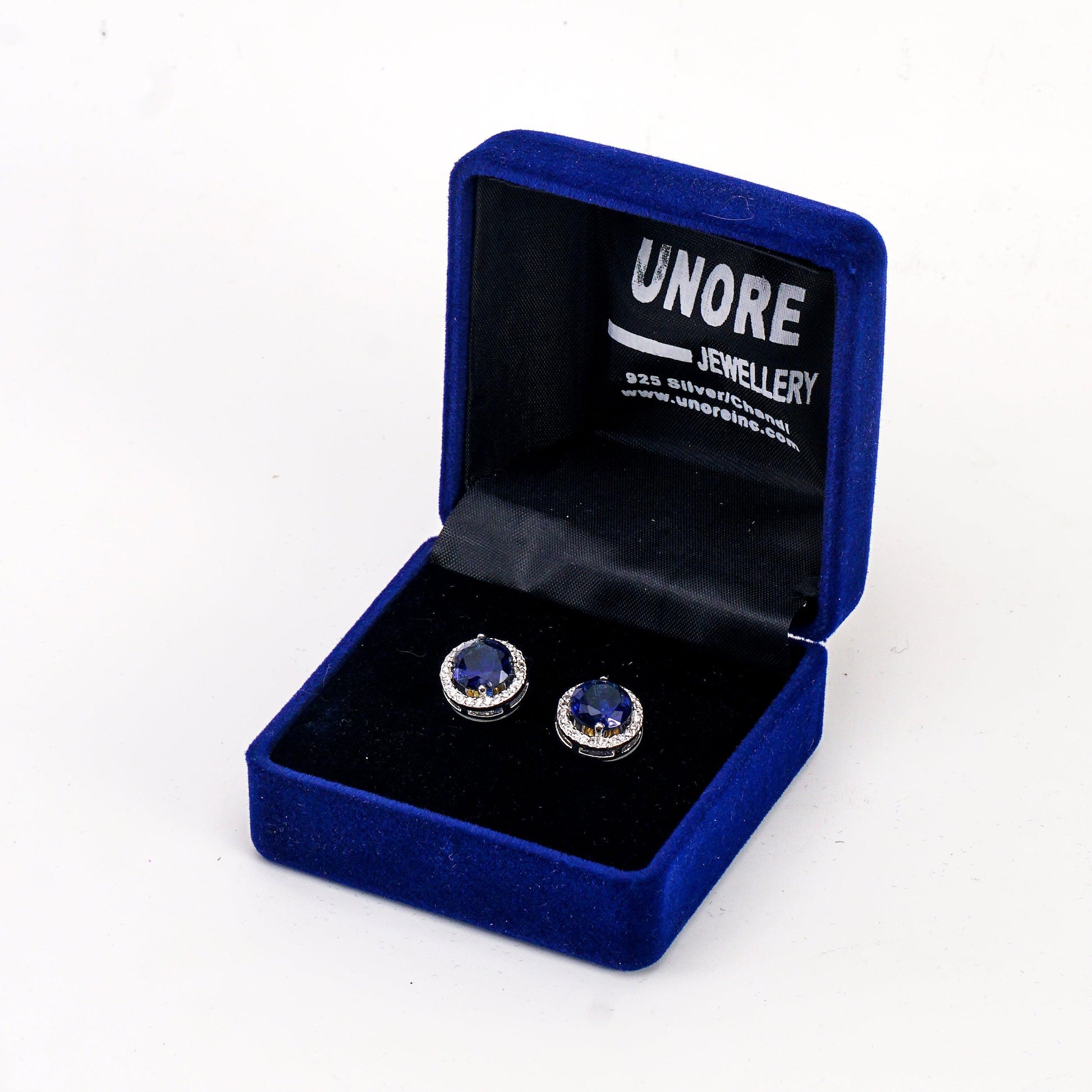 100% Real Silver/Chandi Blue Ice Crystal Earrings - Unore Jewelry