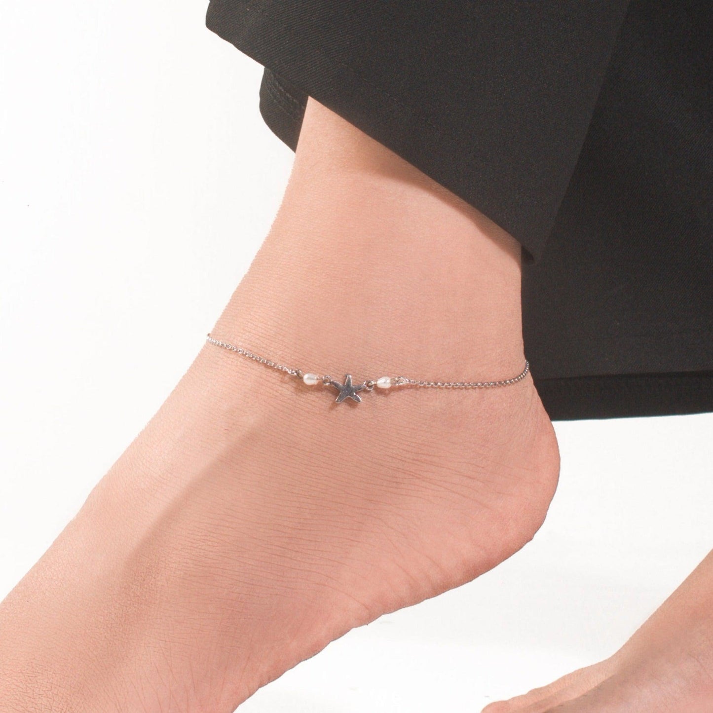 100% Real Silver/Chandi Twinkle Star Anklet - Unore Jewelry