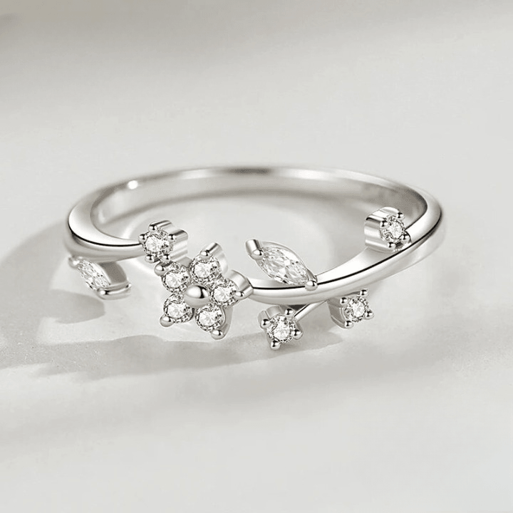 925 Sterling Silver Cubic Flower Ring - Unore Jewelry