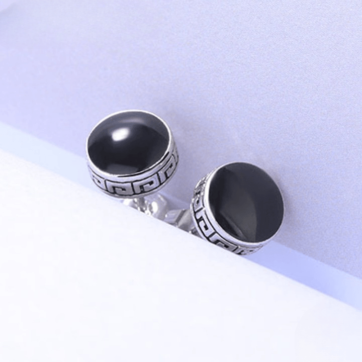 925 Sterling Silver Black Round Stud Earring - Unore Jewelry