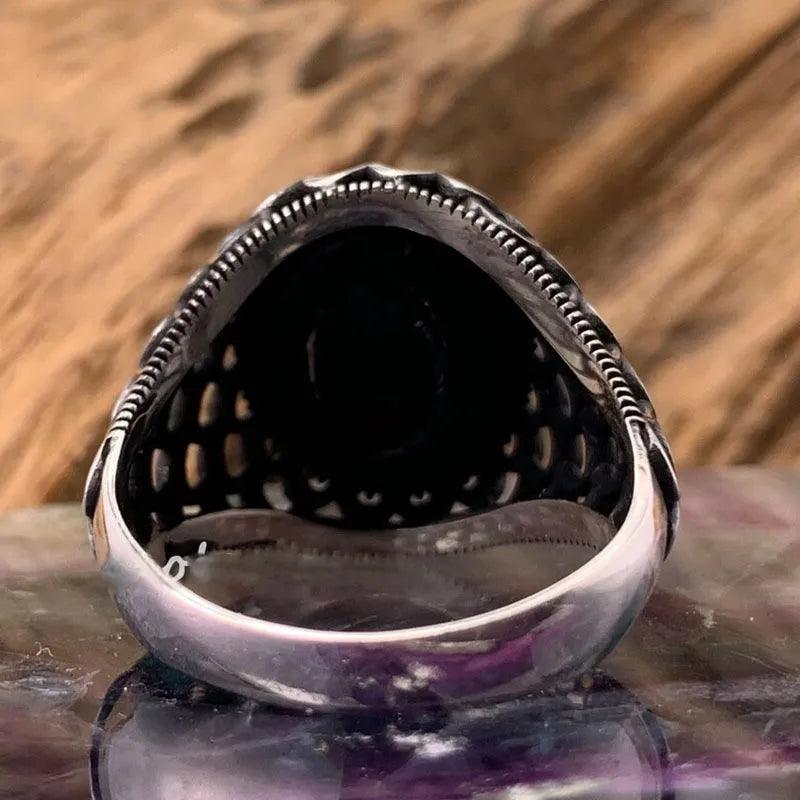 100% Real Silver/Chandi Hollow Out Black Ring - Unore Jewelry