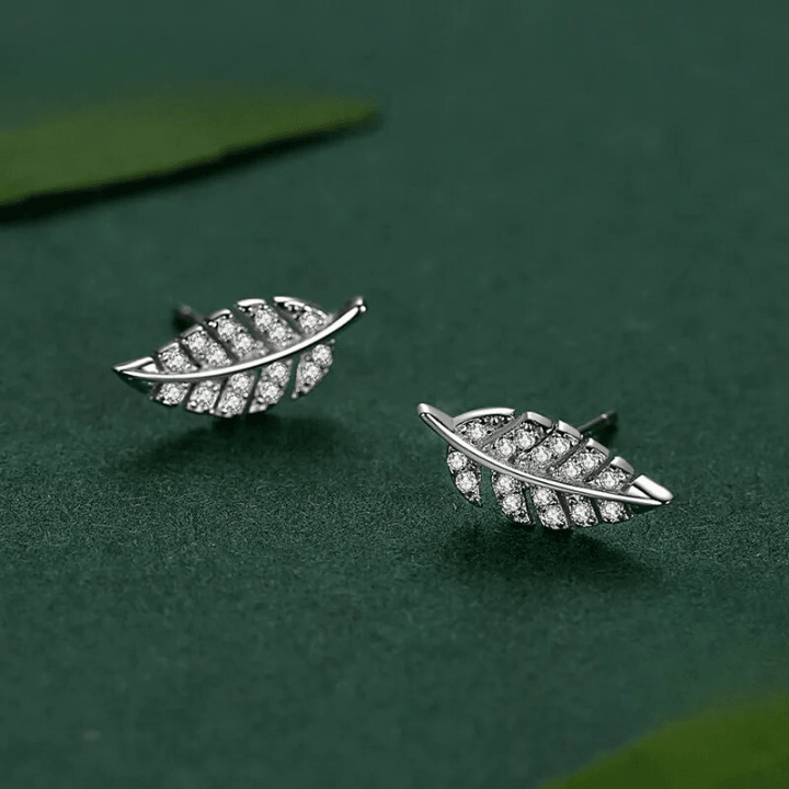 925 Sterling Silver Leaf Stud Earrings - Unore Jewelry