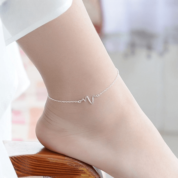 925 Sterling Silver Simple Waves Anklet - Unore Jewelry