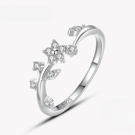 925 Sterling Silver Cubic Flower Ring - Unore Jewelry