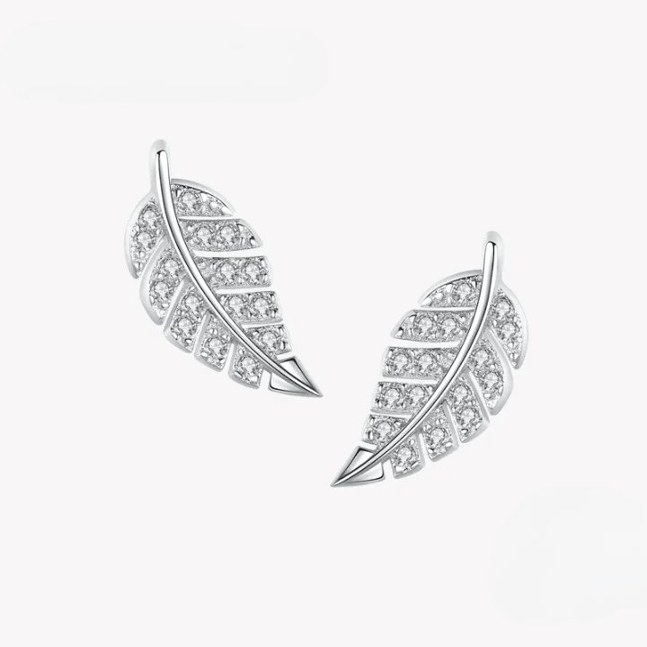 925 Sterling Silver Leaf Stud Earrings - Unore Jewelry