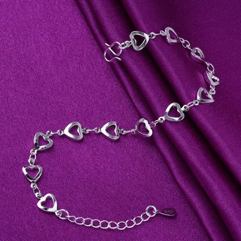 925 Silver/Chandi Heart To Heart Anklet - Unore Jewelry