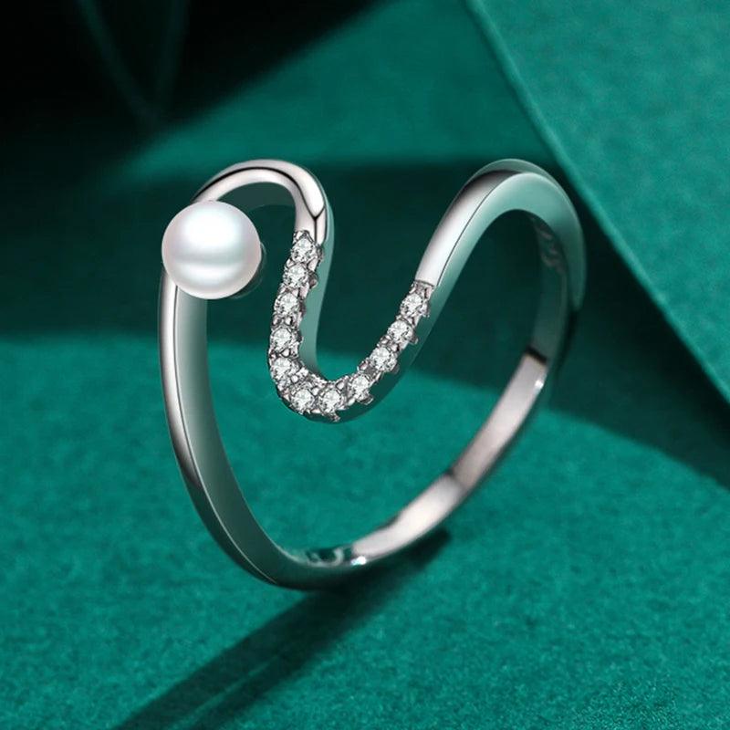 925 Silver/Chandi Pearl Wavy Ring - Unore Jewelry