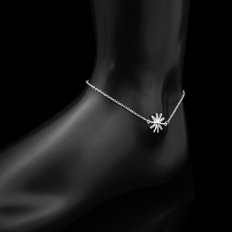 925 Sterling Silver Sunflower Anklet - Unore Jewelry