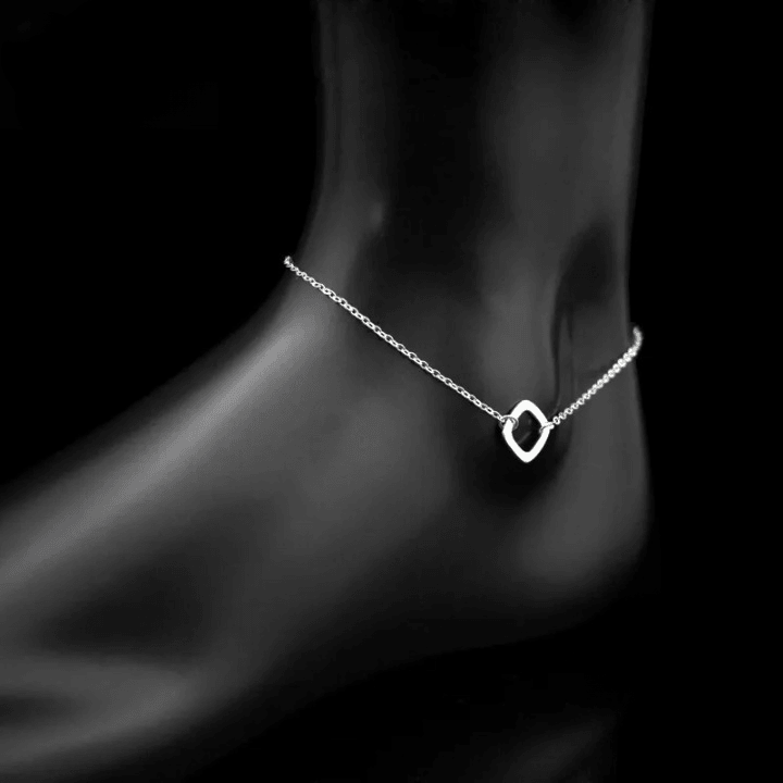 925 Silver/Chandi Square Lightning Anklet - Unore Jewelry