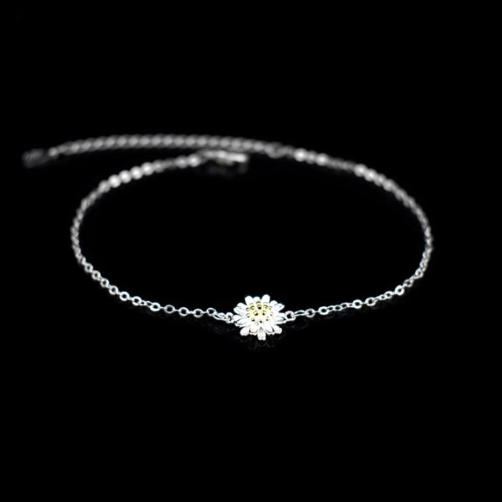 925 Sterling Silver Daisy Anklet