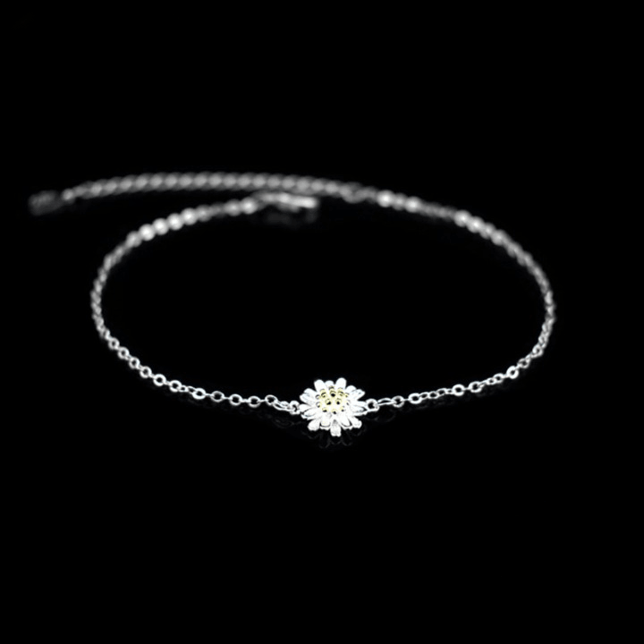 925 Sterling Silver Daisy Anklet - Unore Jewelry