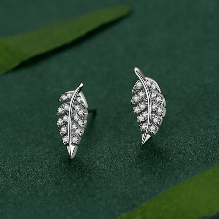 925 Sterling Silver Leaf Stud Earrings - Unore Jewelry