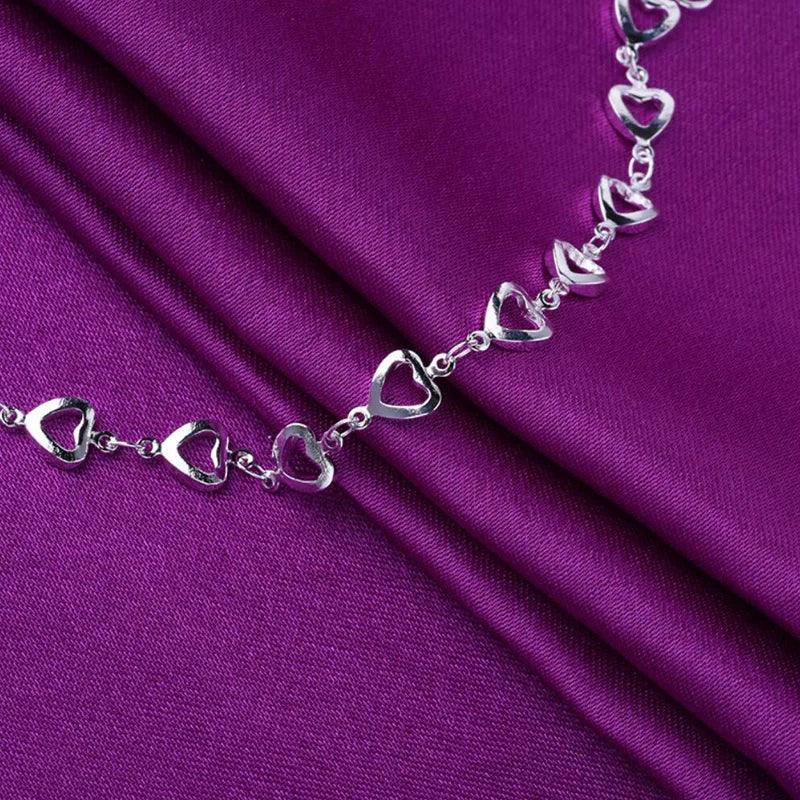 925 Silver/Chandi Heart To Heart Anklet - Unore Jewelry