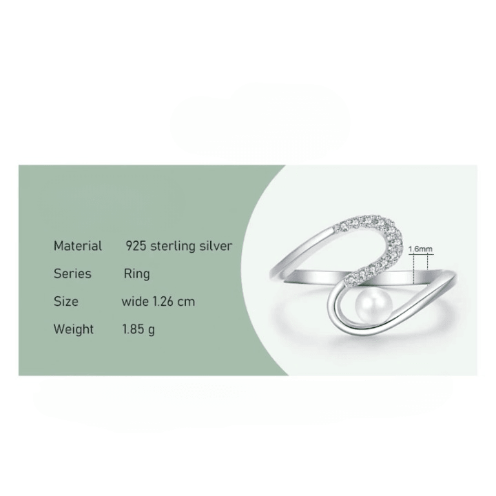 925 Silver/Chandi Pearl Wavy Ring - Unore Jewelry