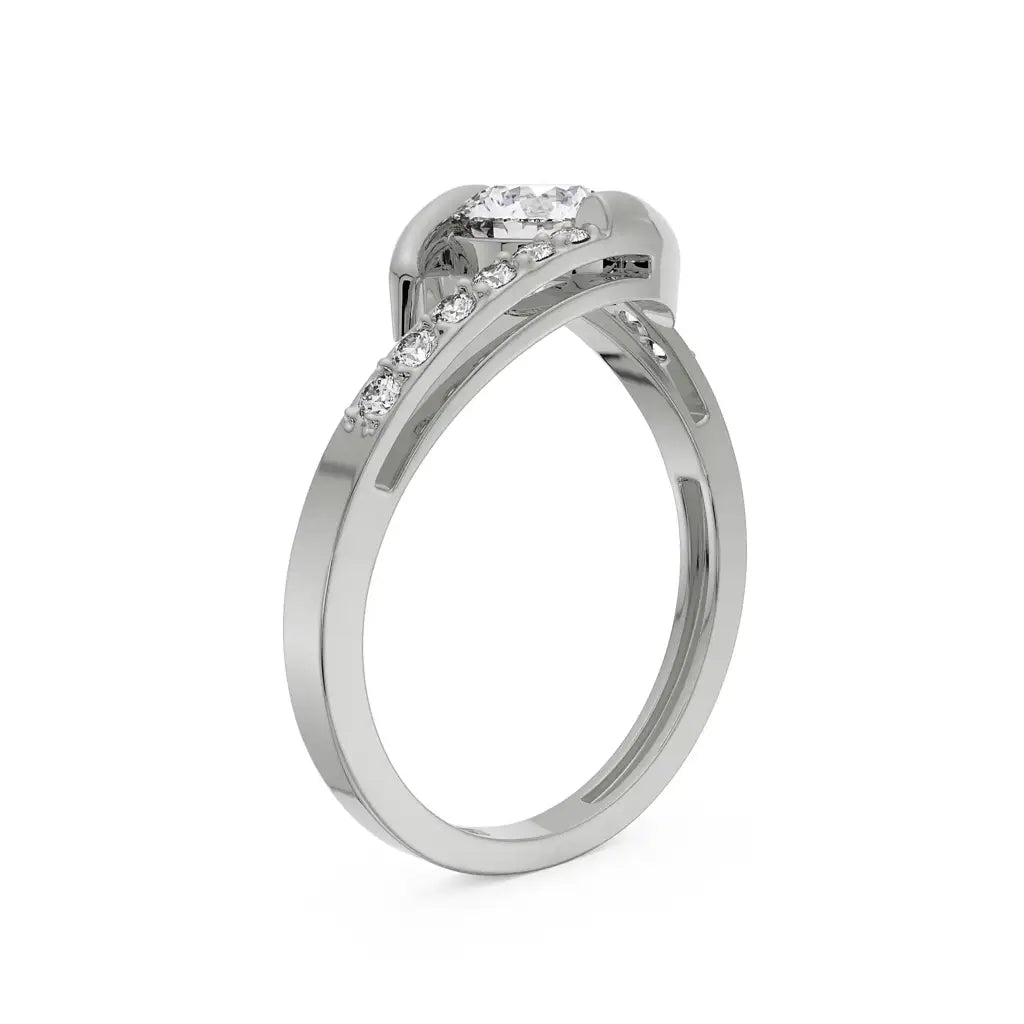 100% Real Silver Round Solitaire Diamond Ring