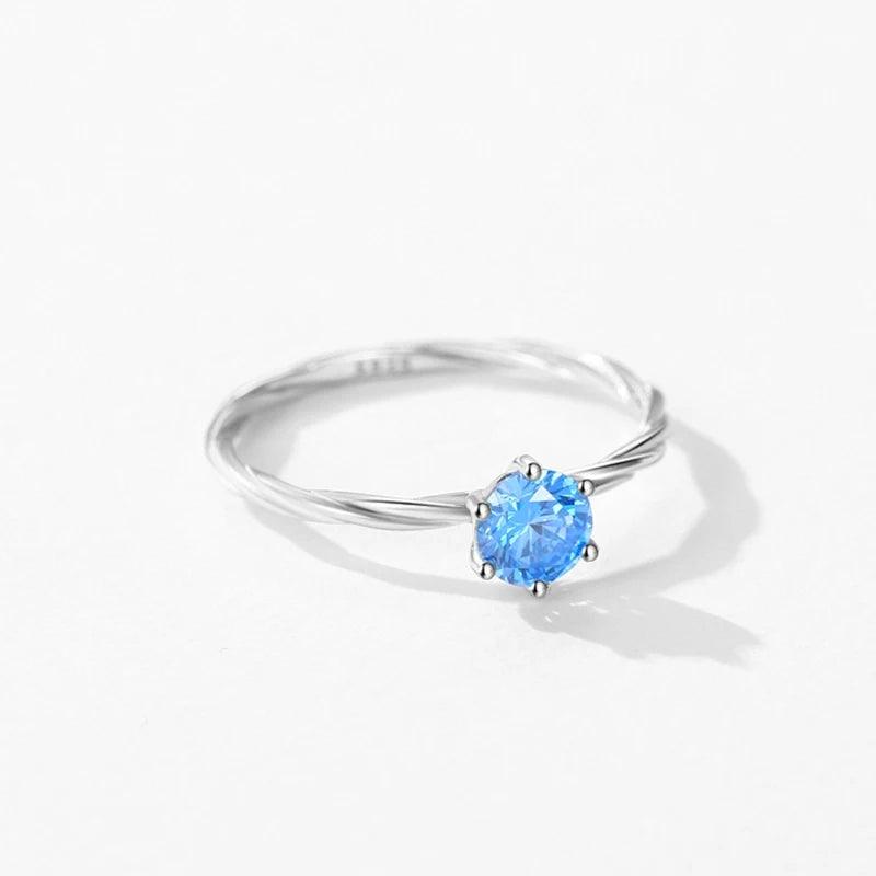 925 Silver/Chandi Blue Zircon Twist Ring - Unore Jewelry