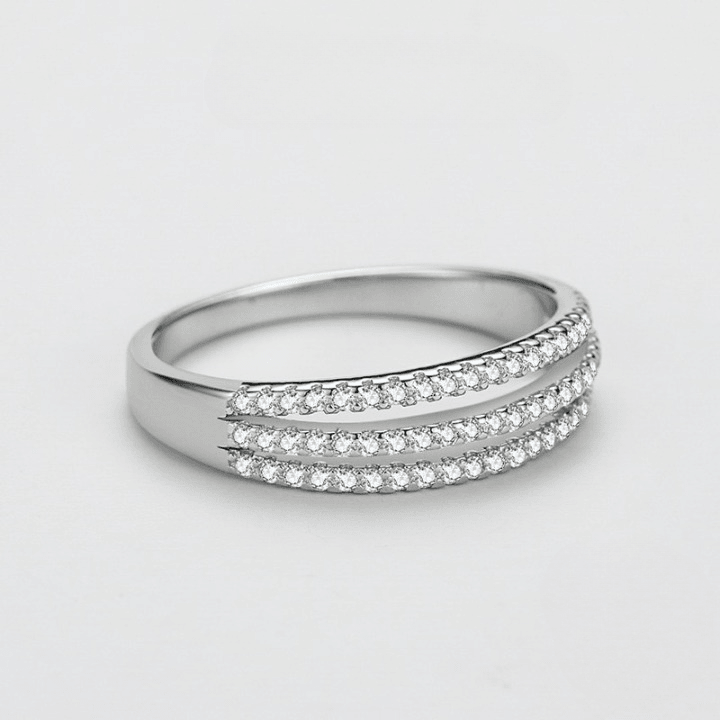 925 Sterling Silver Simple Line Clear Zircon Ring - Unore Jewelry