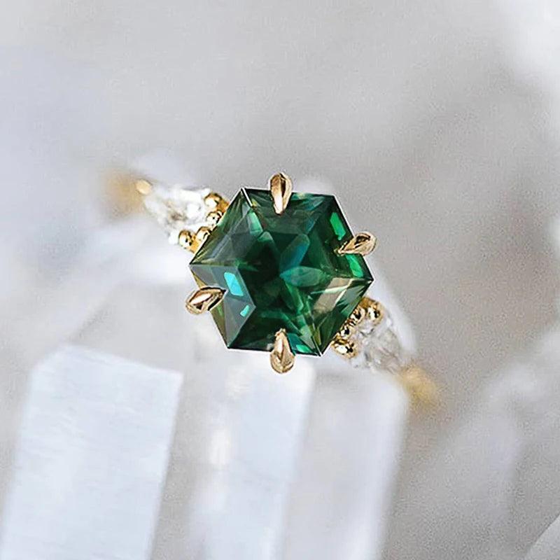 925 Silver/Chandi Green CZ Ring - Unore Jewelry