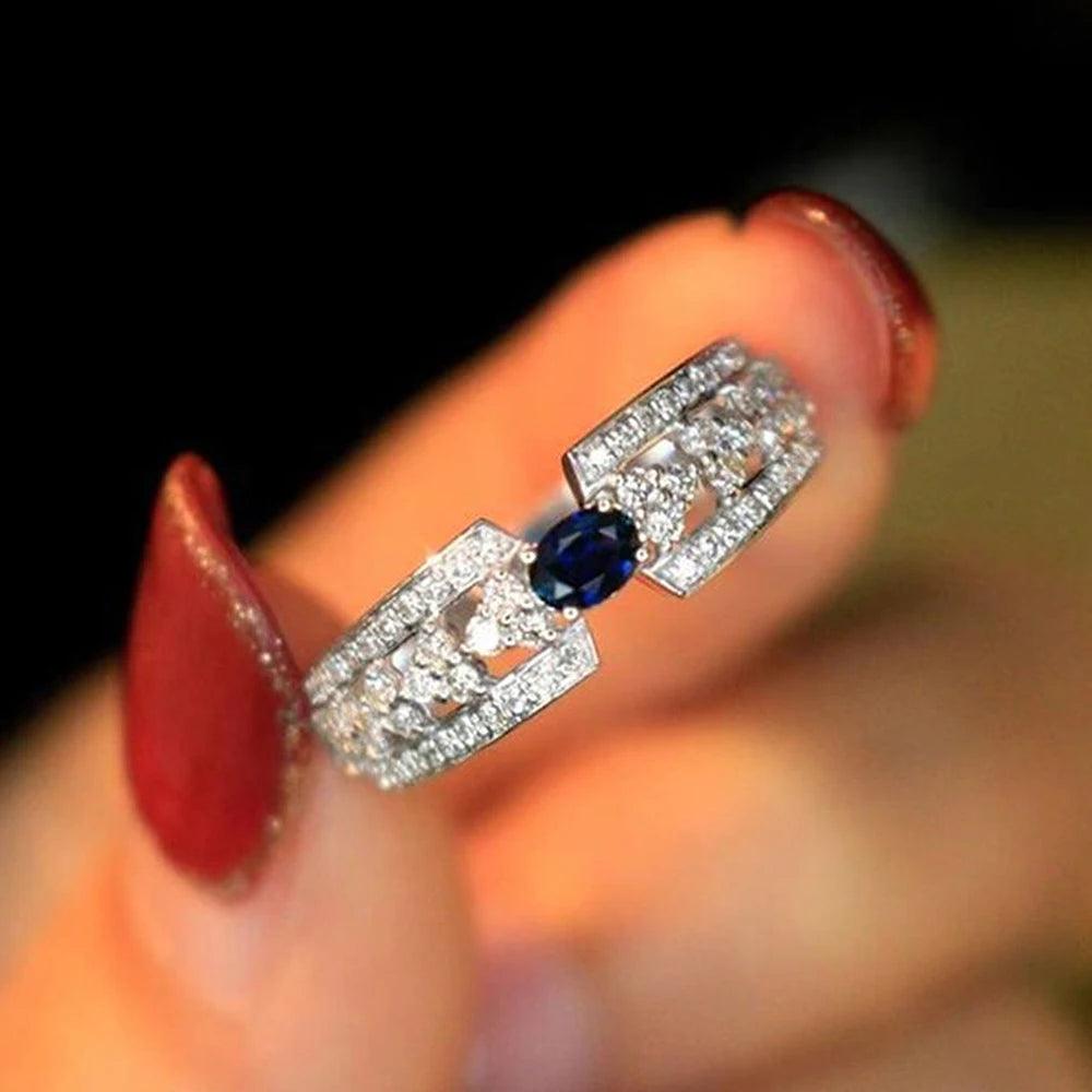 100% Real Silver/Chandi Blue-White Zircon Ring - Unore Jewelry