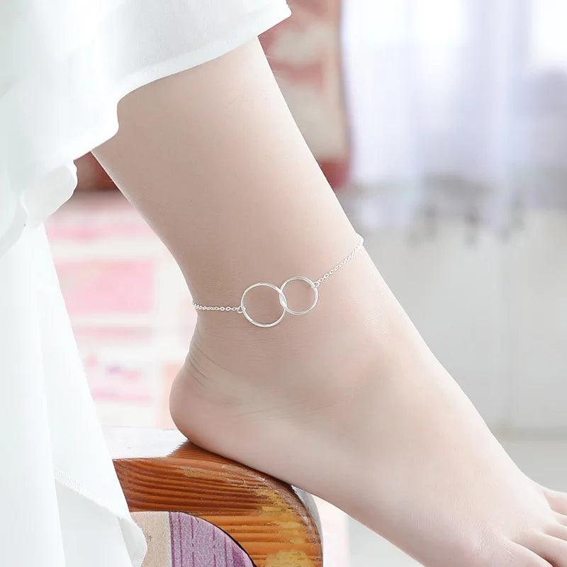 100% Real Silver/Chandi Double Circle Anklet - Unore Jewelry