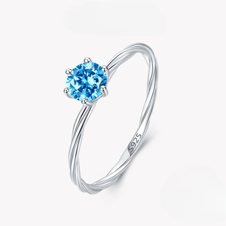 925 Silver/Chandi Blue Zircon Twist Ring - Unore Jewelry