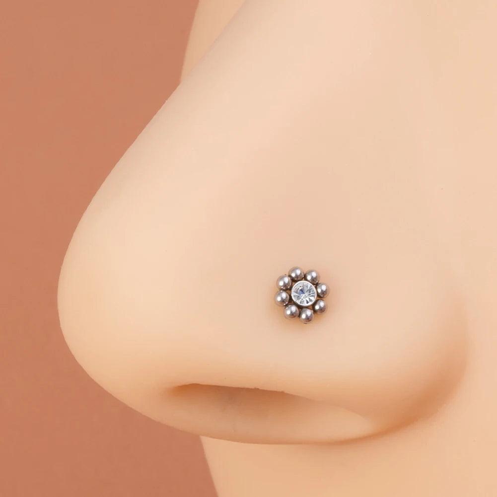 925 Silver/Chandi Ball Flower Nose pin - Unore Jewelry