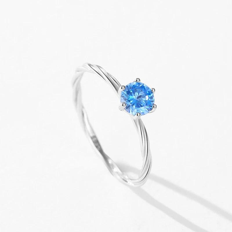 925 Silver/Chandi Blue Zircon Twist Ring - Unore Jewelry