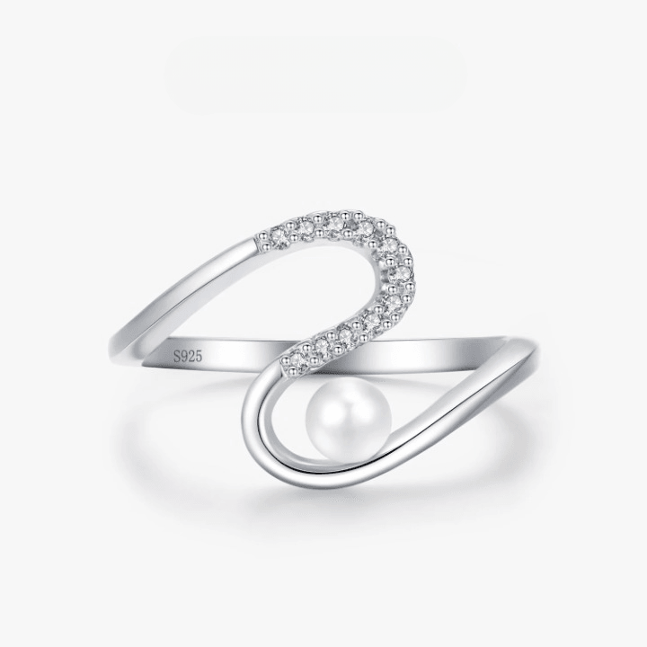 925 Silver/Chandi Pearl Wavy Ring - Unore Jewelry