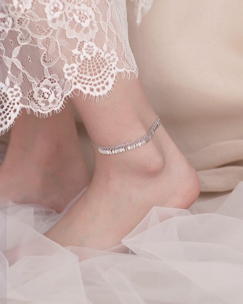 925 Sterling Silver Leaf Tassel Anklet - Unore Jewelry