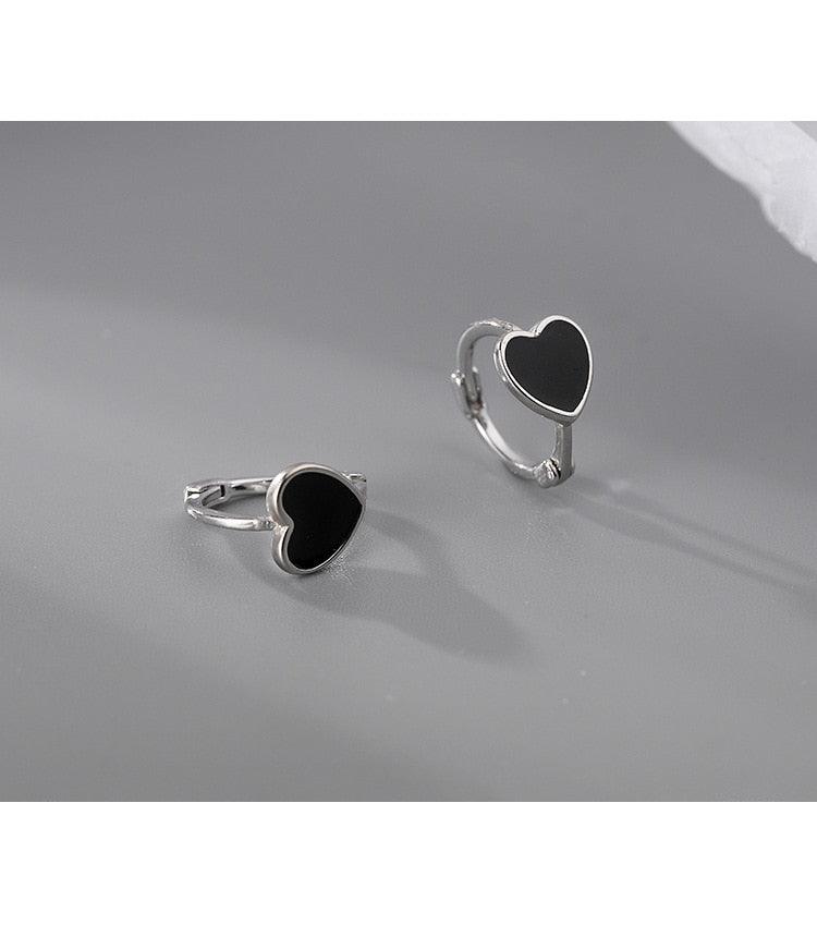 925 Sterling Silver Black Enamel Square Hoop Earring - Unore Jewelry