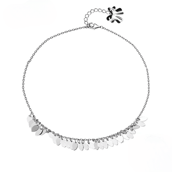 925 Sterling Silver Leaf Tassel Anklet - Unore Jewelry