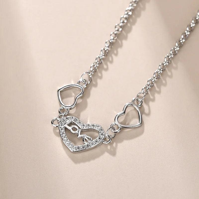 925 Silver/Chandi Love Heart Hand Chain Bracelet - Unore Jewelry