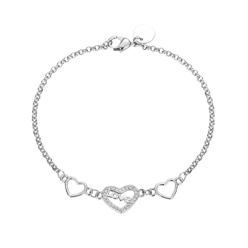 925 Silver/Chandi Love Heart Hand Chain Bracelet - Unore Jewelry