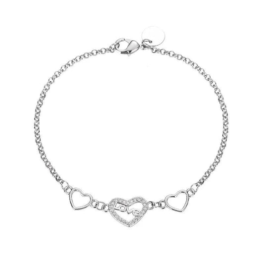 925 Silver/Chandi Love Heart Hand Chain Bracelet - Unore Jewelry