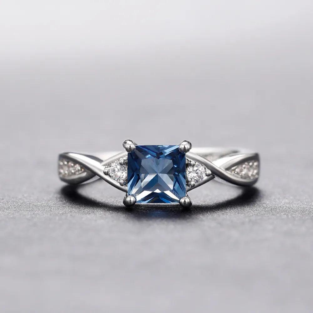 925 Silver/Chandi Blue Cubic Ring - Unore Jewelry