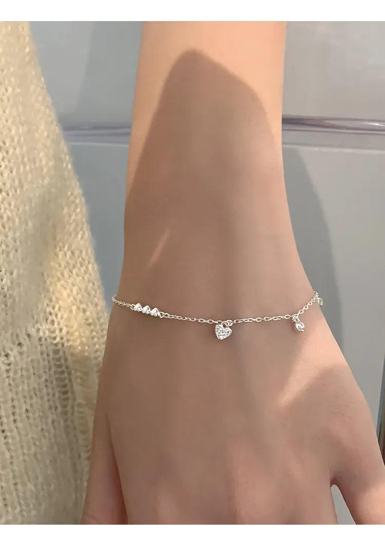 925 Sliver/Chandi Small Heart Bracelet - Unore Jewelry