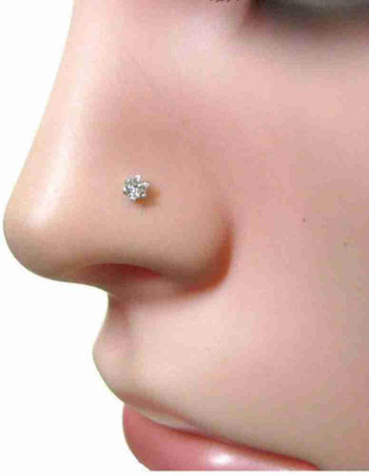 925 Sterling Silver White Crystal Nose Stud - Unore Jewelry