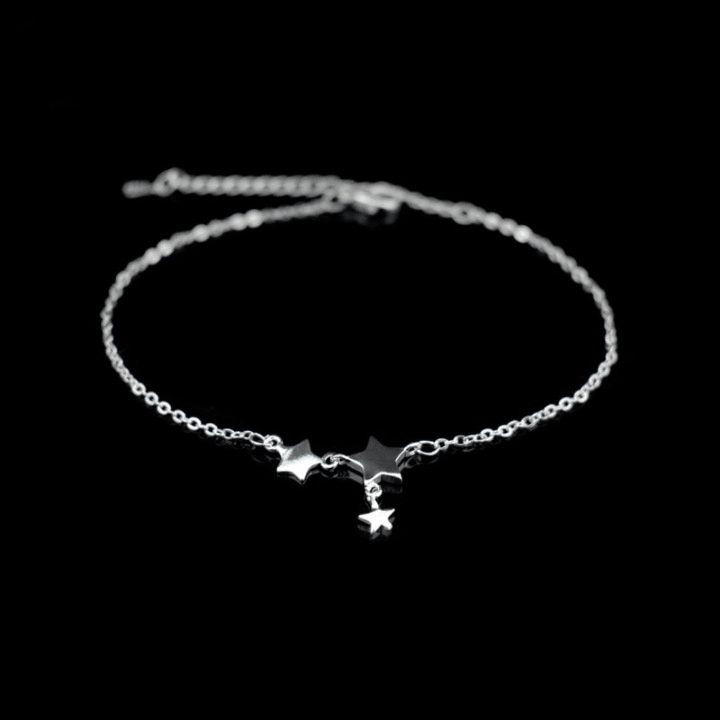 925 Sterling Silver Three Stars Anklet - Unore Jewelry