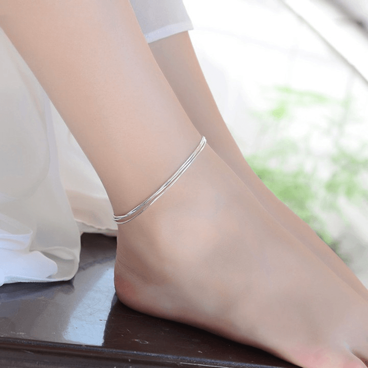 925 Sterling Silver Multilayer Snake Bones Anklet - Unore Jewelry